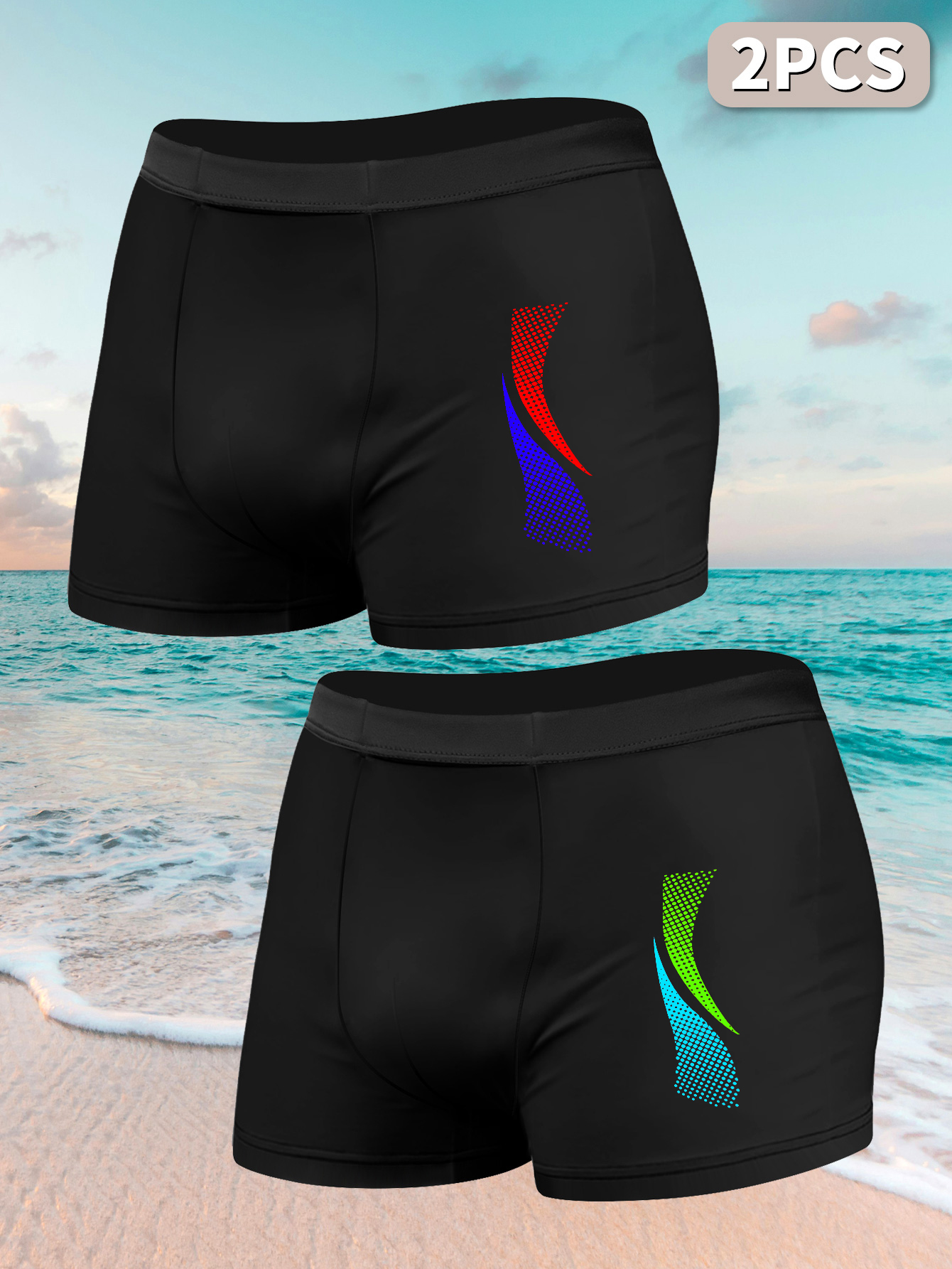 Boyshort Underwear - 2pcs Men Swimwears with Sport Prints