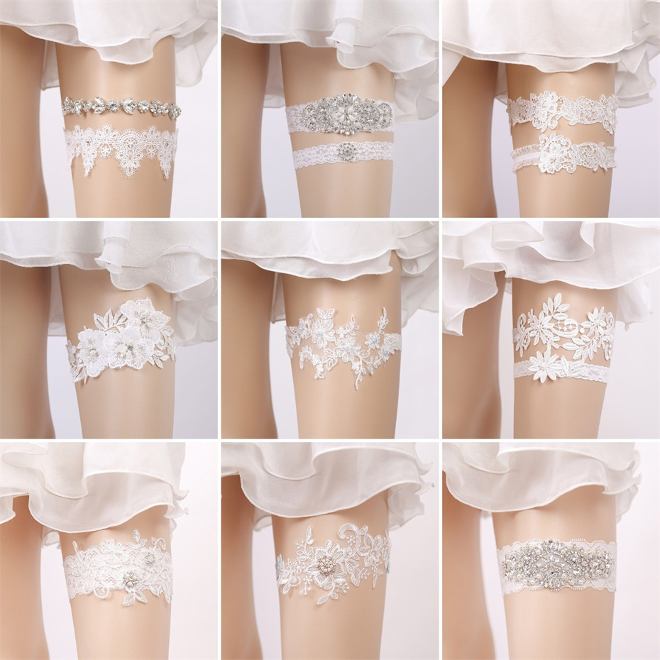 Rhinestone Wedding Garter Leg  - Garter Belt Set 评论和价格