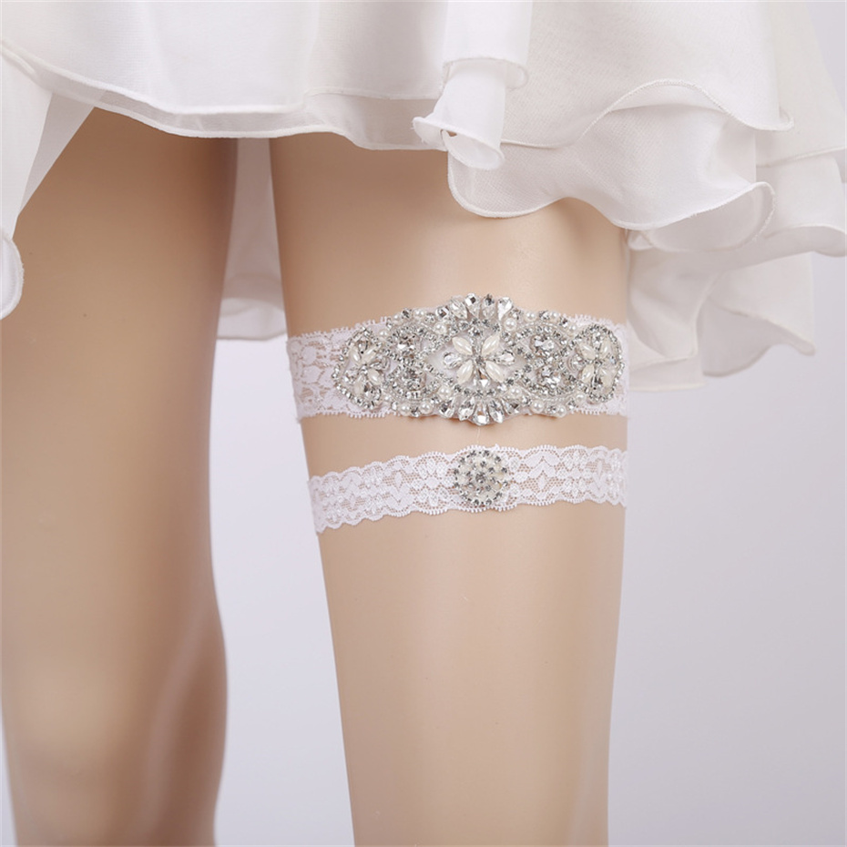 Rhinestone Wedding Garter Leg  - Garter Belt Set 评论和价格