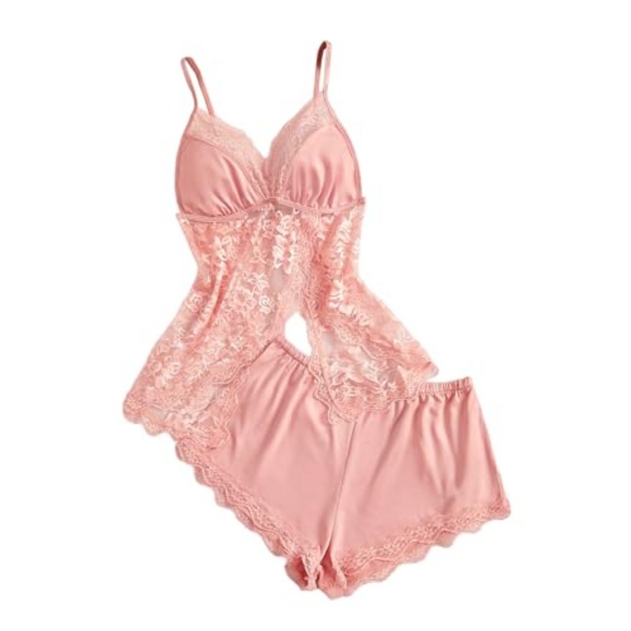 OYOANGLE Women's 2 Pcs Pajama  - Cami Top Lace 评论和价格