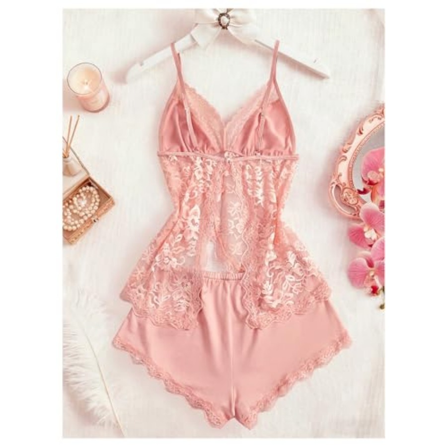 OYOANGLE Women's 2 Pcs Pajama  - Cami Top Lace 评论和价格