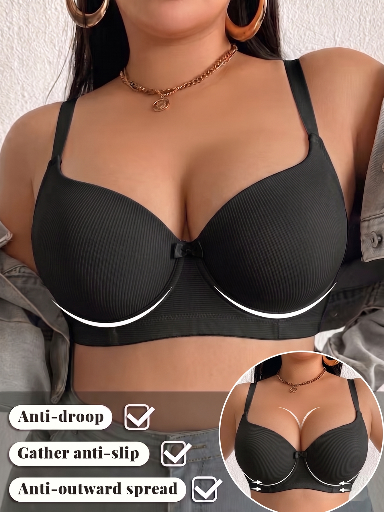 Plus Size Women Bra Thin Cup U - Push Up Bra Padded 评论和价格