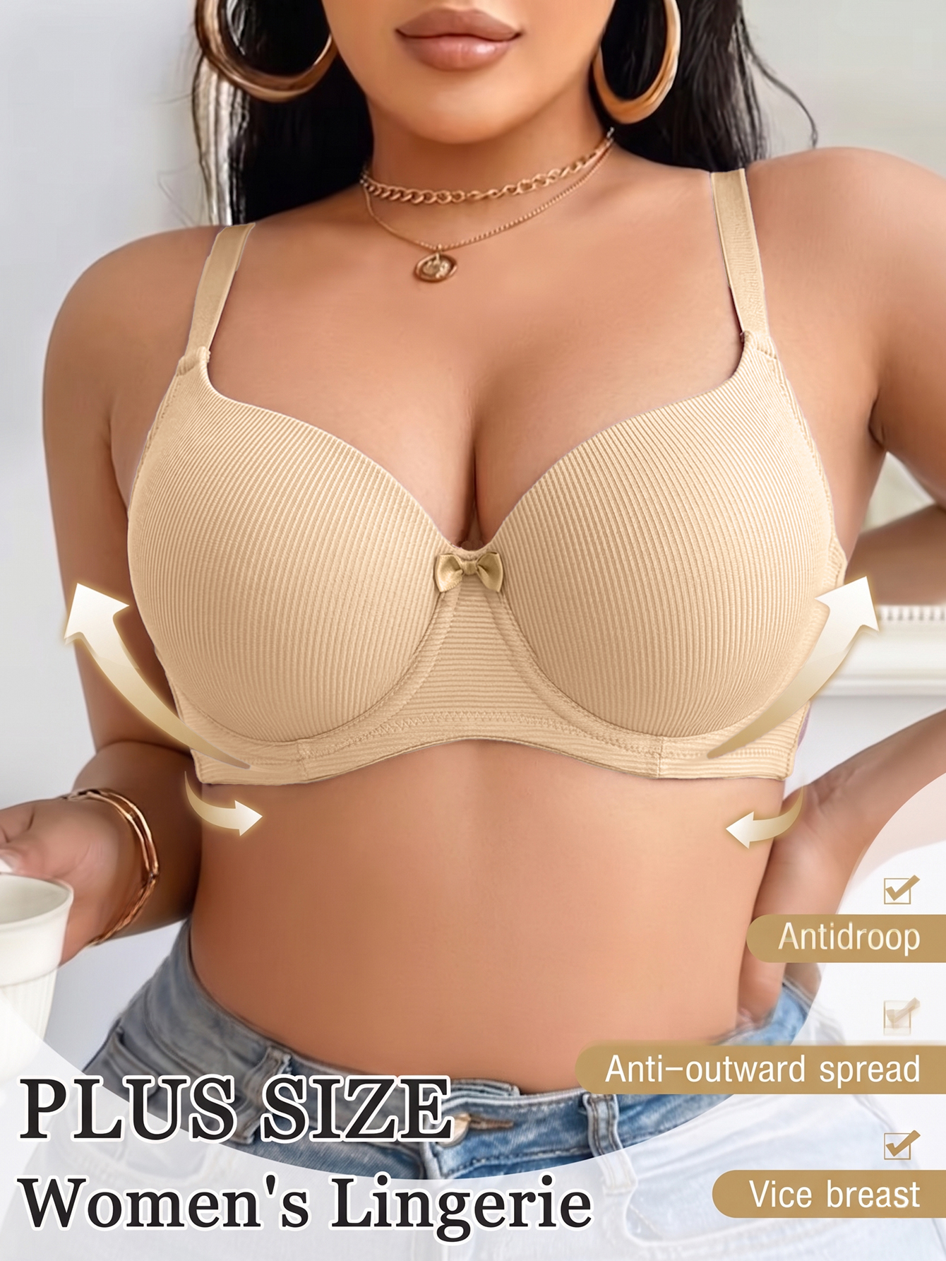 Plus Size Women Bra Thin Cup U - Push Up Bra Padded 评论和价格