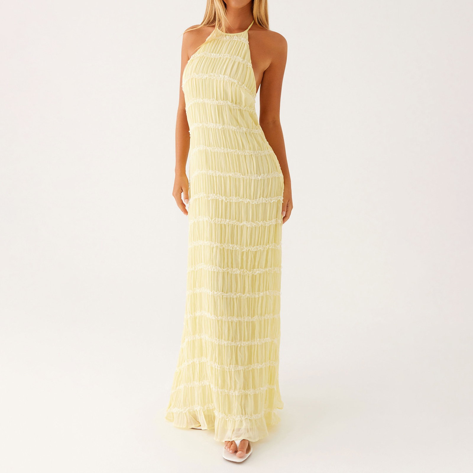 Women Halter Neck Maxi Dress S - Strapless Bra Backless 评论和价格