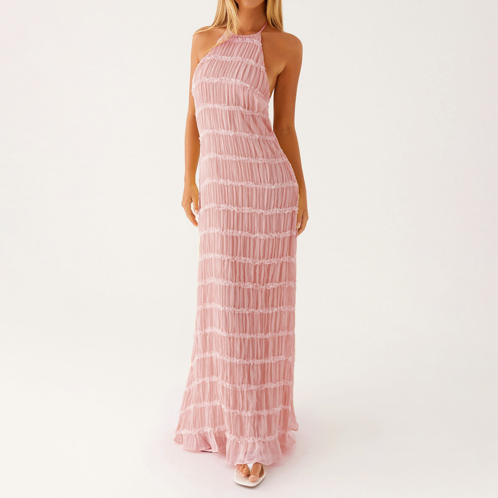 Women Halter Neck Maxi Dress S - Strapless Bra Backless 评论和价格