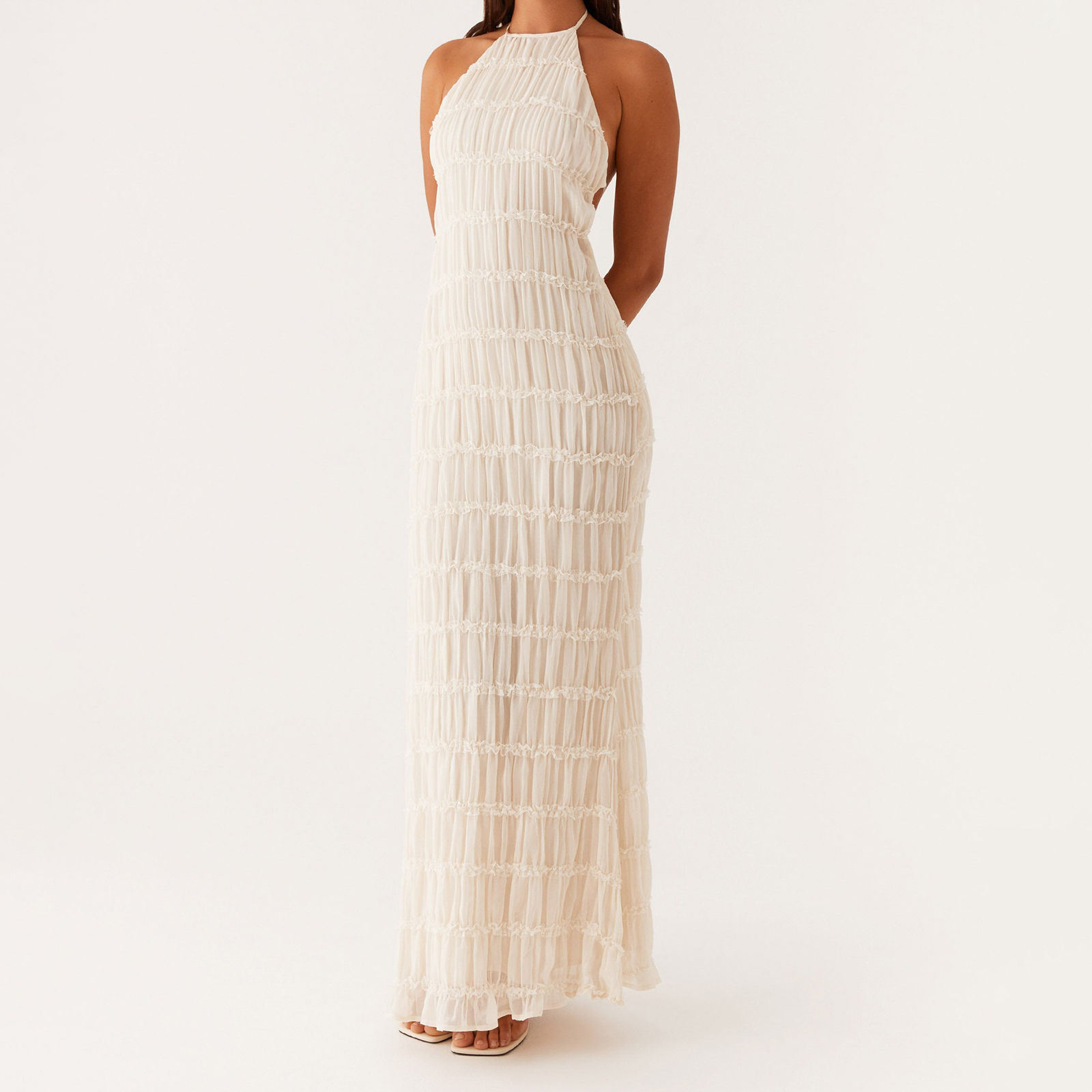 Women Halter Neck Maxi Dress S - Strapless Bra Backless 评论和价格