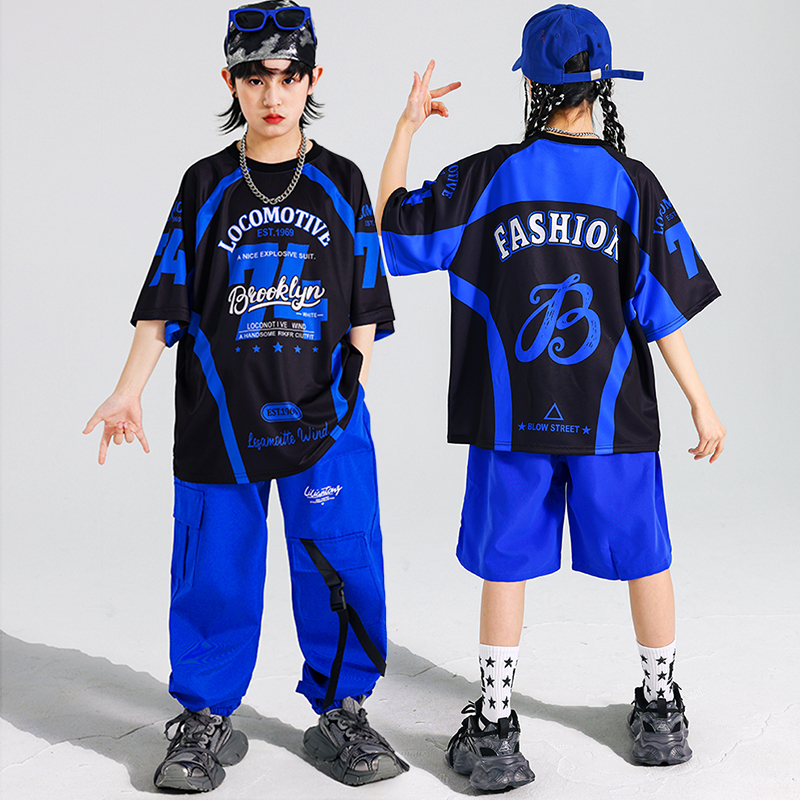 Boys Hip Hop Blue T-shirt Carg - Boyshort Underwear 评论和价格