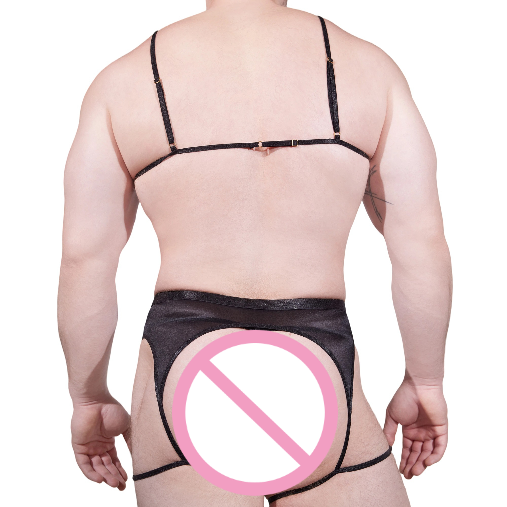 Men Novelty See-through Lace L - Garter Belt Set 评论和价格