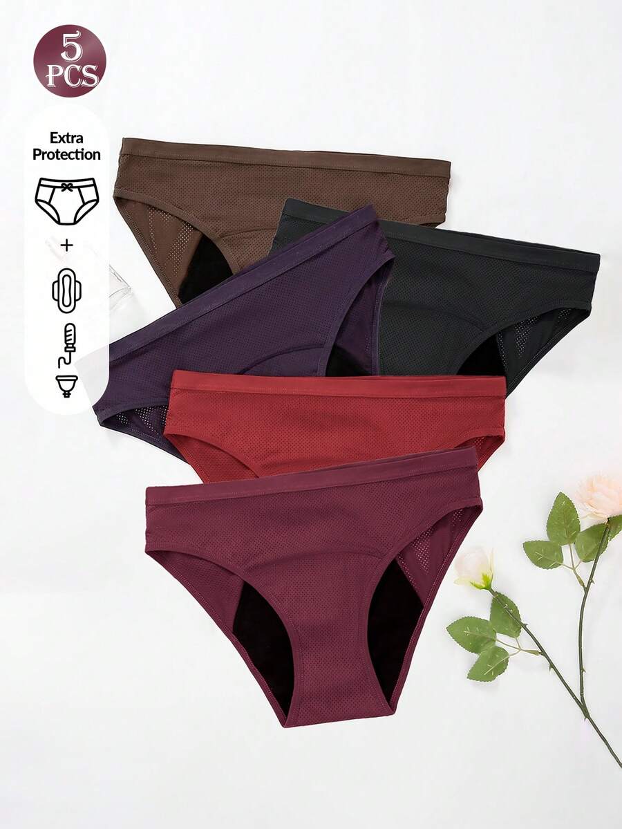 5 Pcs Women Solid Color Absorb - Period Panty Absorbent 评论和价格